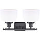 Ballston Large Bell 2 Light 16 inch Matte Black Bath Vanity Light Wall Light in Matte White Glass, Ballston