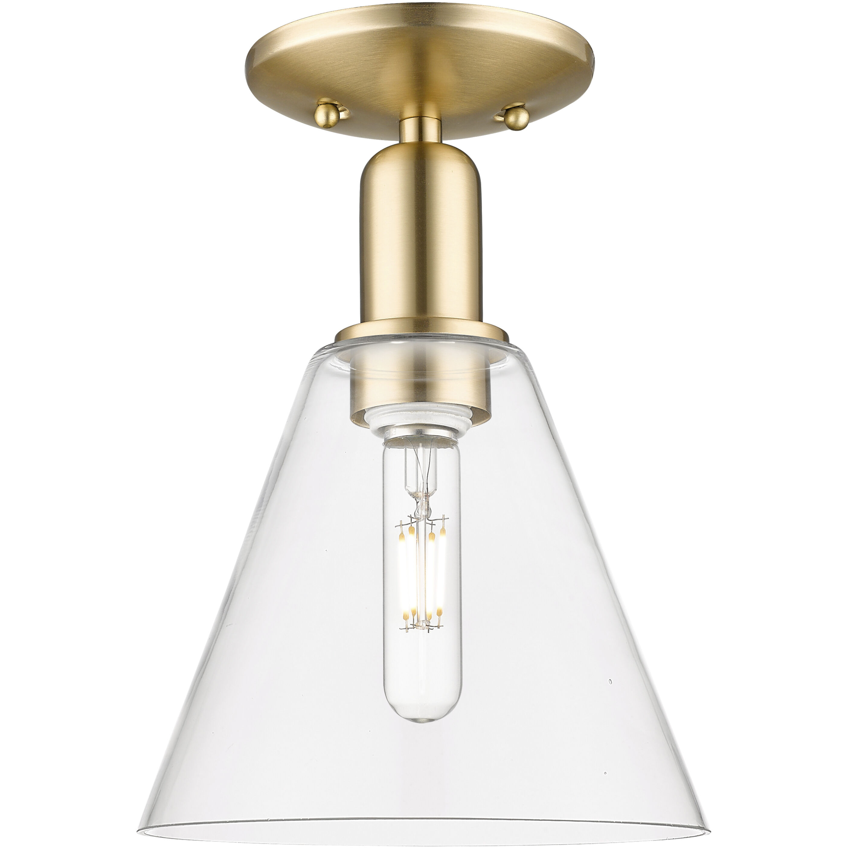 Arcadia Berkshire Glass 1 Light 8 inch Champagne Bronze Semi-Flush Mount Ceiling Light in Clear