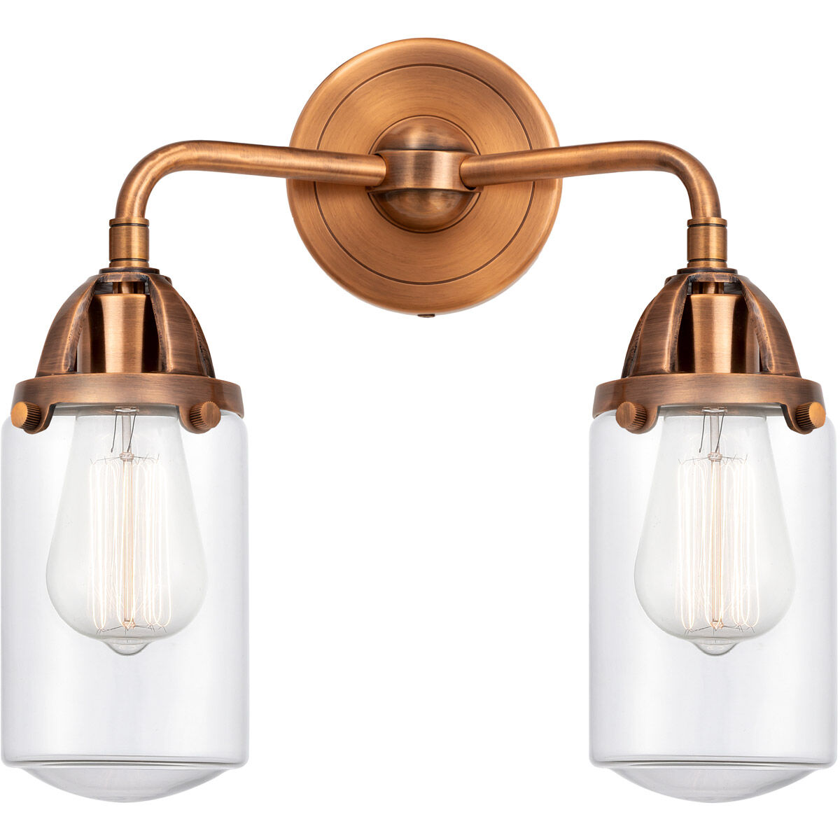 Nouveau 2 Dover LED 13 inch Antique Copper Bath Vanity Light Wall Light in Clear Glass