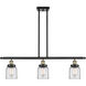 Ballston Small Bell 3 Light 36 inch Black Antique Brass Island Light Ceiling Light in Clear Glass