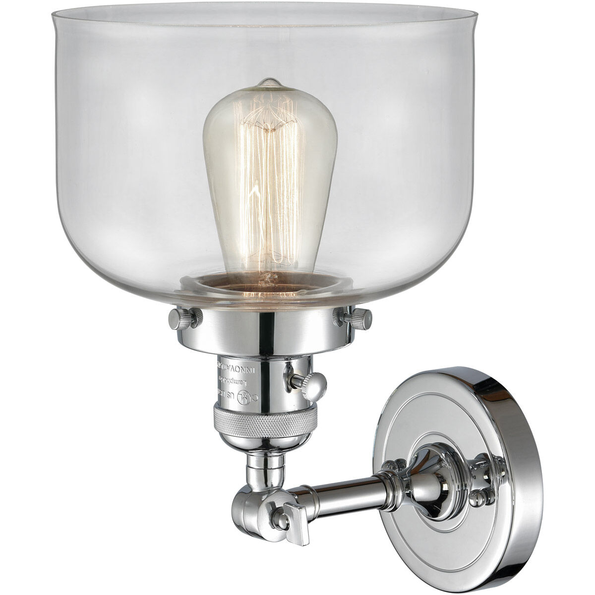 Franklin Restoration Large Bell LED 8 inch Polished Chrome Sconce Wall Light, Franklin Restoration