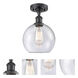 Ballston Athens 1 Light 8 inch Matte Black Semi-Flush Mount Ceiling Light in Seedy Glass, Ballston