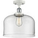 Ballston X-Large Bell 1 Light 8 inch White and Polished Chrome Semi-Flush Mount Ceiling Light in Clear Glass