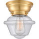 Aditi Small Oxford LED 7.5 inch Satin Gold Flush Mount Ceiling Light in Seedy Glass, Aditi