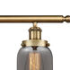 Ballston Small Bell 3 Light 36 inch Brushed Brass Island Light Ceiling Light in Light Smoke Glass