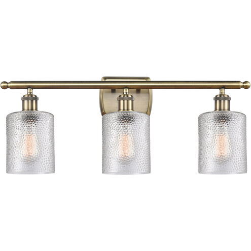 Ballston Cobbleskill 3 Light 26 inch Antique Brass Bath Vanity Light Wall Light in Incandescent, Clear Glass, Ballston