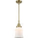 Franklin Restoration Canton LED 6.5 inch Antique Brass Mini Pendant Ceiling Light in Matte White Glass