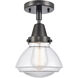 Franklin Restoration Olean LED 7 inch Matte Black Flush Mount Ceiling Light in Clear Glass