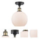 Ballston Athens 1 Light 8 inch Black Antique Brass Semi-Flush Mount Ceiling Light in Matte White Glass, Ballston