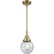 Franklin Restoration Beacon LED 6 inch Antique Brass Mini Pendant Ceiling Light in Seedy Glass