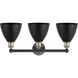 Metal Bristol 3 Light 25.5 inch Black Antique Brass Bath Vanity Light Wall Light in Matte Black, Dome