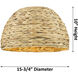 Woven Rattan 1 Light 15.75 inch Polished Chrome Pendant Ceiling Light