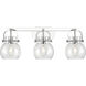 Pilaster II Sphere 3 Light 26.5 inch Polished Chrome Bath Vanity Light Wall Light in Clear Glass