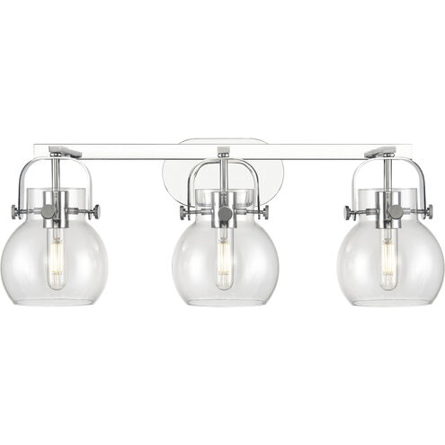 Pilaster II Sphere 3 Light 26.5 inch Polished Chrome Bath Vanity Light Wall Light in Clear Glass