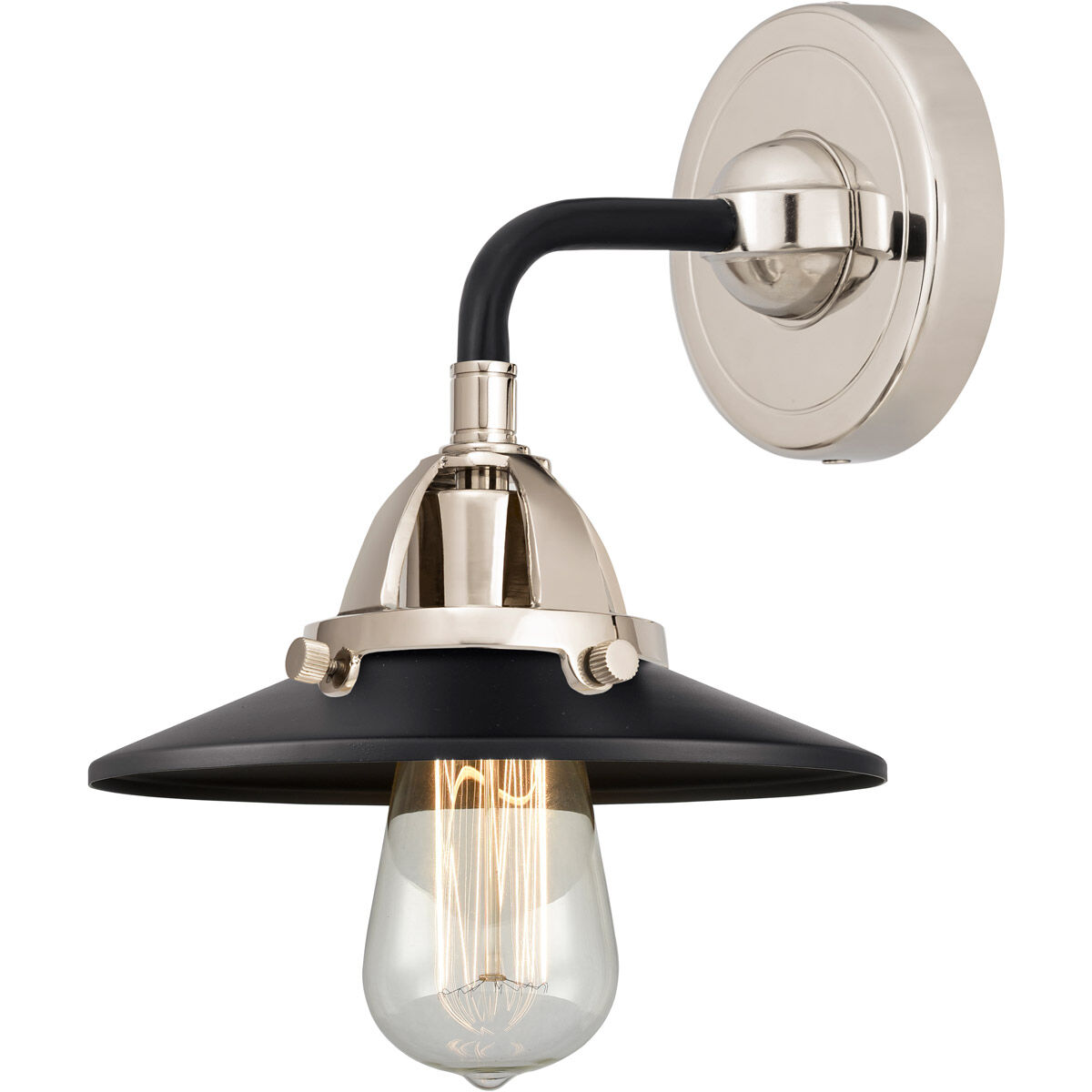 Nouveau 2 Railroad LED 8 inch Polished Nickel Sconce Wall Light in Matte Black