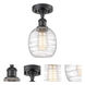 Edison Belfast 1 Light 6 inch Matte Black Semi-Flush Mount Ceiling Light in Deco Swirl Glass, 2.5 lb
