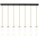 Owego 7 Light 47.5 inch Champagne Bronze Linear Pendant Ceiling Light in Gloss White Glass