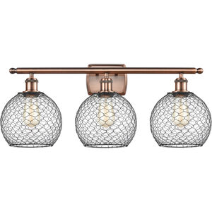 Ballston Farmhouse Chicken Wire 3 Light 26 inch Antique Copper Bath Vanity Light Wall Light, Ballston