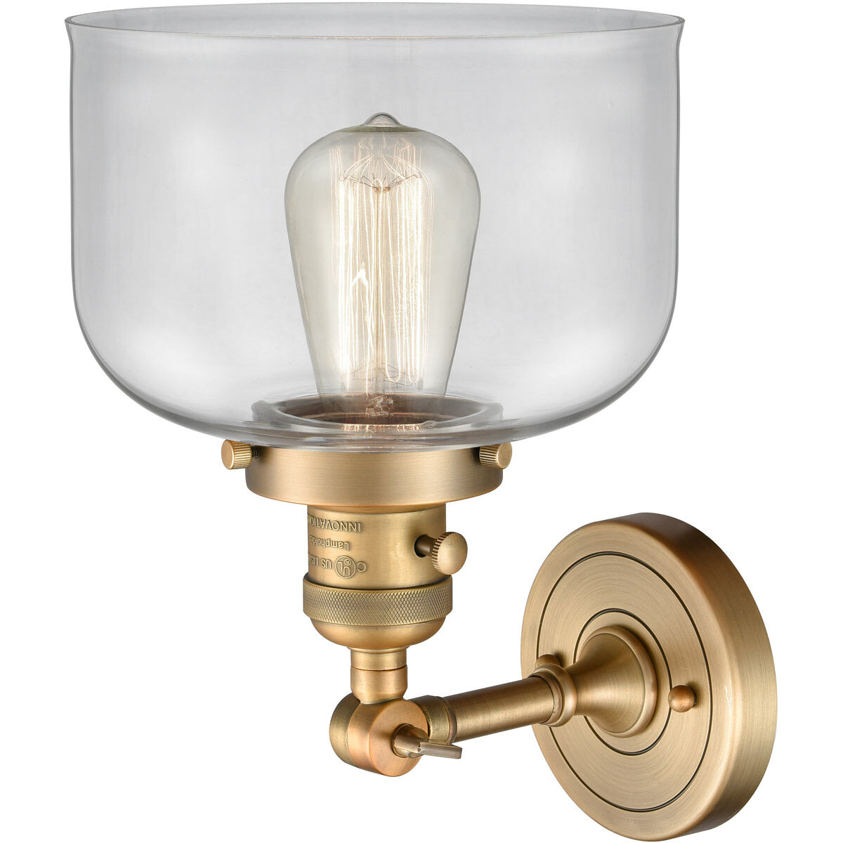 Franklin Restoration Large Bell LED 8 inch Brushed Brass Sconce Wall Light, Franklin Restoration