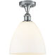 Edison Bristol Glass 1 Light 9 inch Polished Chrome Semi-Flush Mount Ceiling Light in Matte White Glass