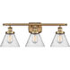Ballston Large Cone 3 Light 26 inch Brushed Brass Bath Vanity Light Wall Light in Seedy Glass
