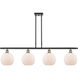 Ballston Athens 4 Light 48 inch Black Antique Brass Island Light Ceiling Light in Matte White Glass, Ballston