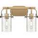 Pilaster II Cylinder 2 Light 14.88 inch Brushed Brass Bath Vanity Light Wall Light in Seedy Glass