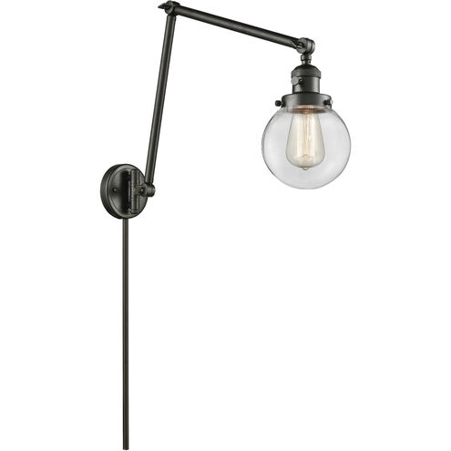 Beacon 30 inch 3.5 watt Oil Rubbed Bronze Swing Arm Wall Light in Clear Glass, Franklin Restoration