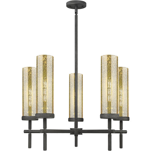 Lincoln 5 Light 26.75 inch Weathered Zinc Chandelier Ceiling Light in Mercury Glass