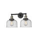 Franklin Restoration Large Bell 2 Light 19 inch Black Antique Brass Bath Vanity Light Wall Light in Seedy Glass, Franklin Restoration