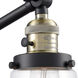 Dover 30 inch 60.00 watt Black Antique Brass Swing Arm Wall Light, Franklin Restoration