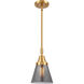 Franklin Restoration Small Cone 1 Light 6 inch Satin Gold Mini Pendant Ceiling Light in Plated Smoke Glass