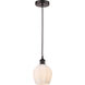Edison Norfolk LED 5.75 inch Oil Rubbed Bronze Mini Pendant Ceiling Light in Matte White Glass