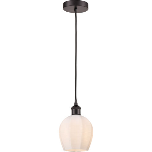 Edison Norfolk LED 5.75 inch Oil Rubbed Bronze Mini Pendant Ceiling Light in Matte White Glass