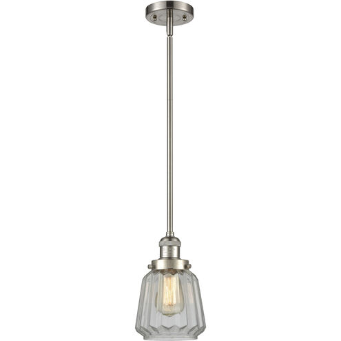 Franklin Restoration Chatham LED 6 inch Brushed Satin Nickel Mini Pendant Ceiling Light in Clear, Franklin Restoration
