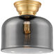 Aditi X-Large Bell 1 Light 12 inch Satin Gold Flush Mount Ceiling Light in Plated Smoke Glass, Aditi
