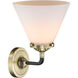 Nouveau Large Cone LED 8 inch Black Antique Brass Sconce Wall Light in Matte White Glass, Nouveau