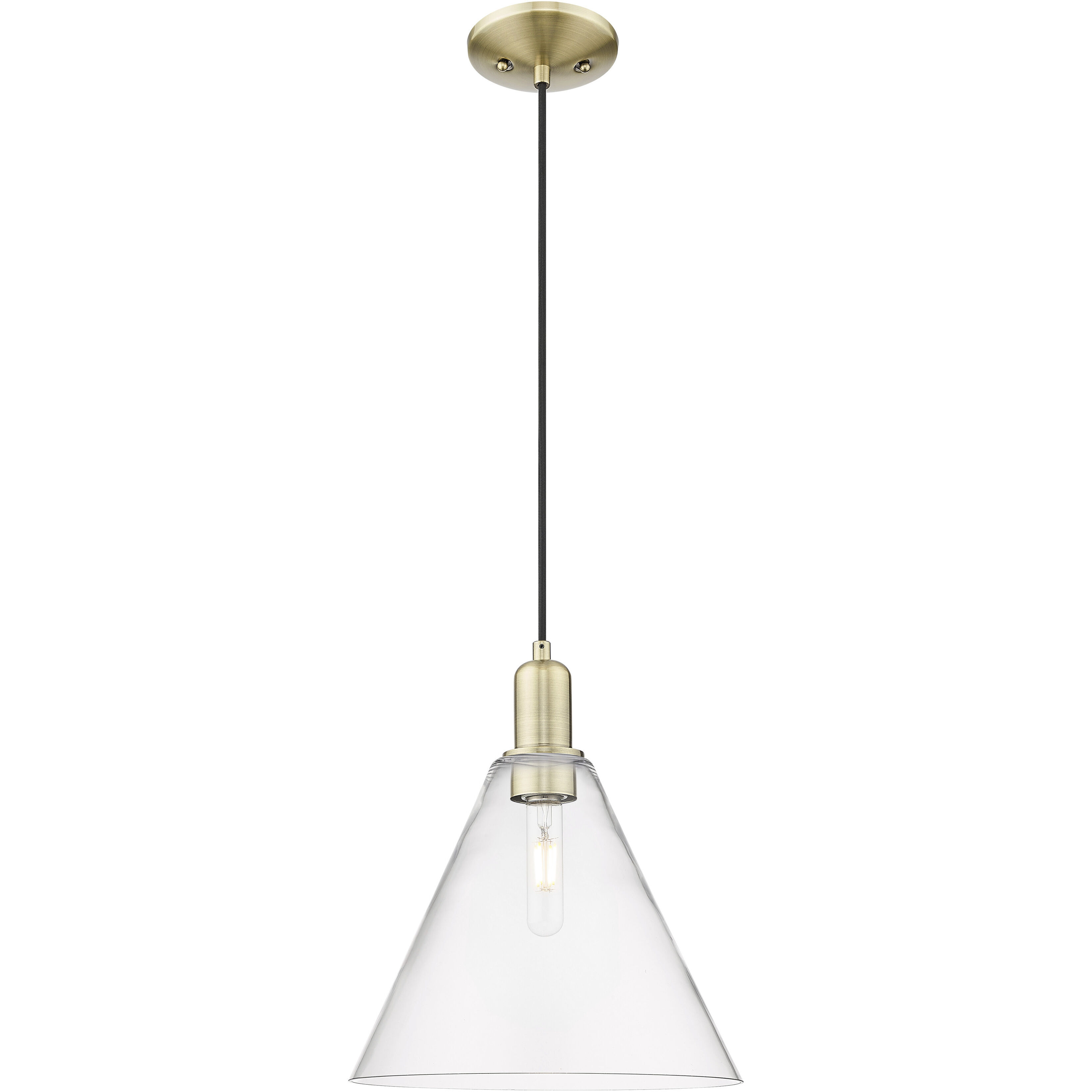 Arcadia Berkshire Glass 1 Light 12 inch Antique Brass Mini Pendant Ceiling Light in Clear
