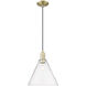 Arcadia Berkshire Glass 1 Light 12 inch Antique Brass Mini Pendant Ceiling Light in Clear