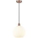 Edison White Venetian 1 Light 12 inch Antique Copper Cord Hung Pendant Ceiling Light