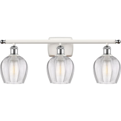 Ballston Norfolk LED 26 inch White and Polished Chrome Bath Vanity Light Wall Light in Clear Glass