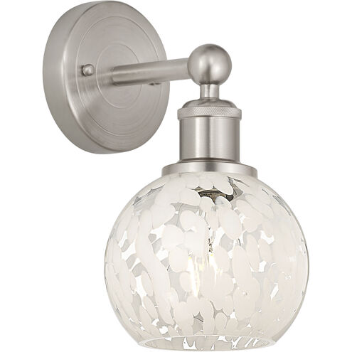 Edison White Mouchette 1 Light 6 inch Brushed Satin Nickel Sconce Wall Light