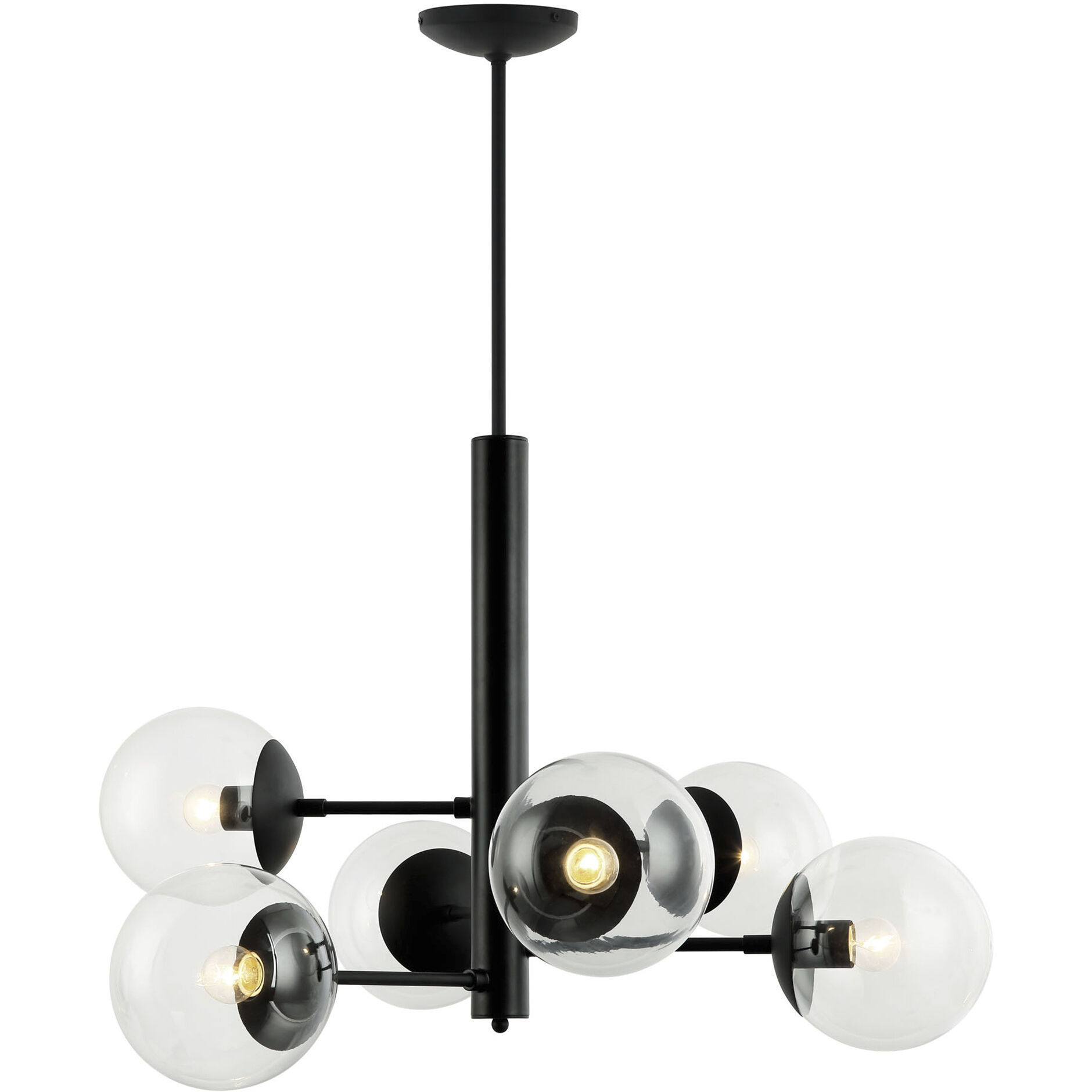 Mid-Century 6 Light 32.5 inch Black Chandelier Ceiling Light