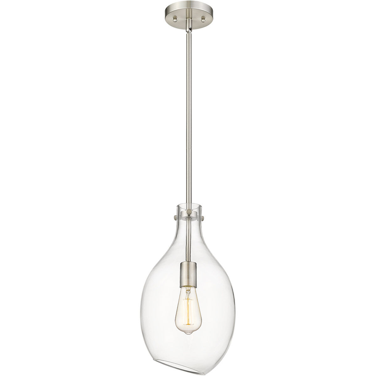 Salem LED 8.5 inch Brushed Satin Nickel Mini Pendant Ceiling Light in Clear Glass