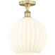 Edison White Venetian 1 Light 12 inch Brushed Brass Semi-Flush Mount Ceiling Light