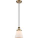 Ballston Small Cone LED 6 inch Brushed Brass Mini Pendant Ceiling Light in Matte White Glass, Black Textured
