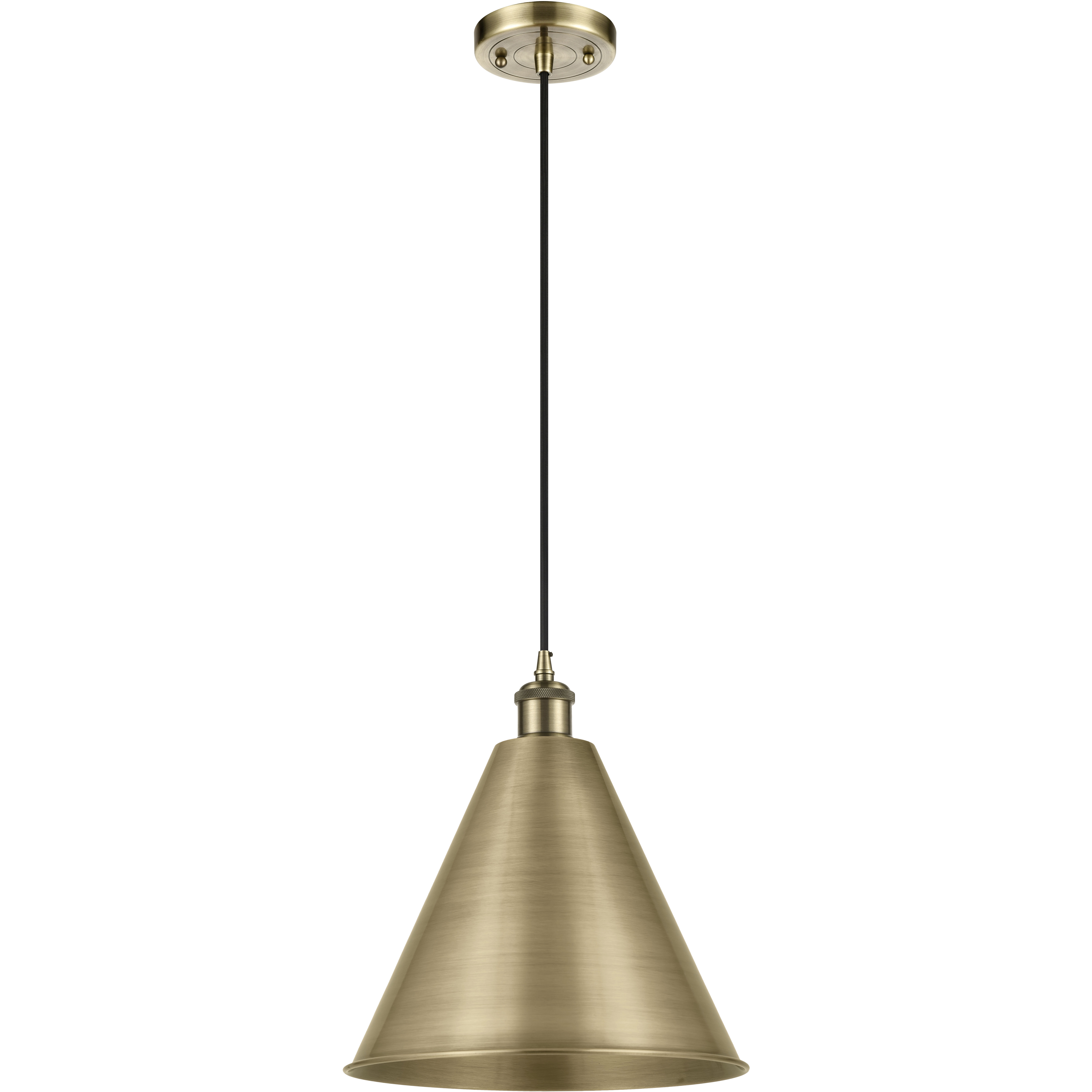 Ballston Cone LED 16 inch Antique Brass Mini Pendant Ceiling Light