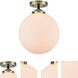Nouveau X-Large Beacon 1 Light 10 inch Black Antique Brass Semi-Flush Mount Ceiling Light in Matte White Glass, Nouveau