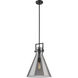 Downtown Urban Newton Cone 1 Light 14 inch Matte Black Pendant Ceiling Light in Plated Smoke Glass