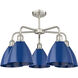 Ballston Dome 5 Light 25.5 inch Satin Nickel and Blue Chandelier Ceiling Light